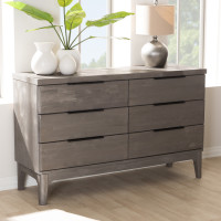 Baxton Studio Nash-Platinum-Dresser Nash Rustic Platinum Wood 6-Drawer Dresser